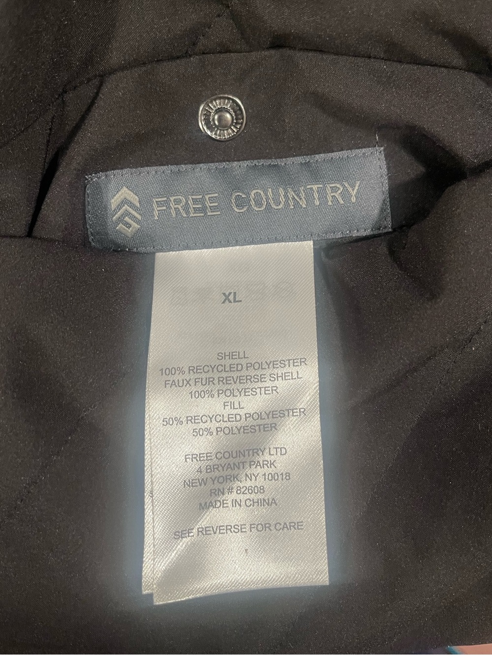 Free Country XL Reversible Faux Fur Quilted Vest Black Full Zip Pockets - Picture 7 of 11
